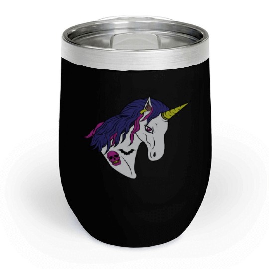 Goth Unicorn Zombie Gothic Occult Halloween Chill Wine Tumblers