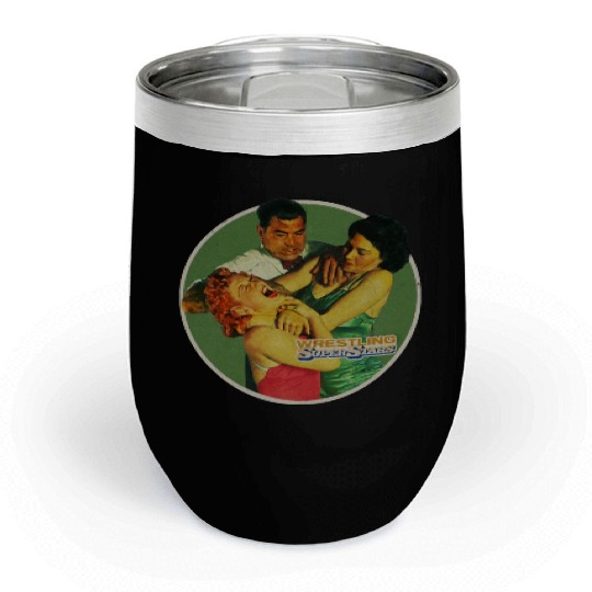 Vintage Ladies Wrestling Chill Wine Tumblers