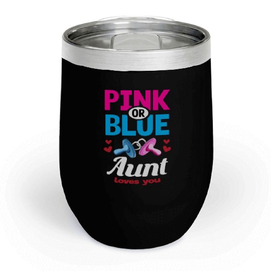 Pink or Blue Aunt Loves You Gender Reveal Party Chill Wine Tumblers
