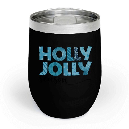 Holly Jolly season sublimation Chill Wine Tumblers