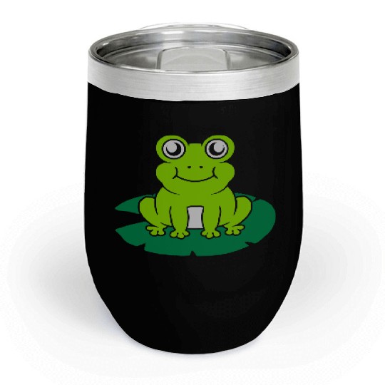 Cute frog sitting water lily Chill Wine Tumblers