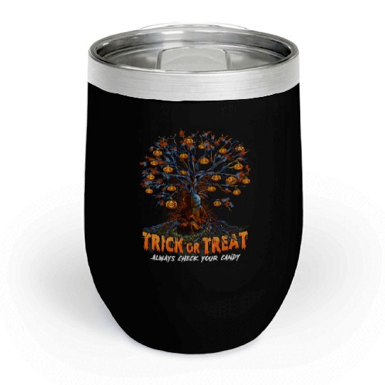 Trick or Treat, Halloween Party, Candy, Pumpkin Chill Wine Tumblers