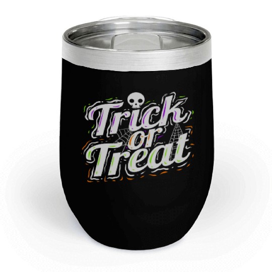 Trick Or Treat Spiderweb Halloween Chill Wine Tumblers