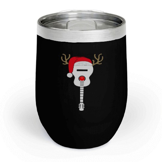 Christmas Guitar santa hat reindeer antlers Chill Wine Tumblers