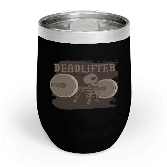 Halloween Train Hard Fitness Deadlift Skeleton Chill Wine Tumblers