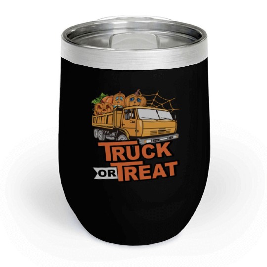 Funny Halloween Truck Or Treat Pumpkins Toddler Chill Wine Tumblers