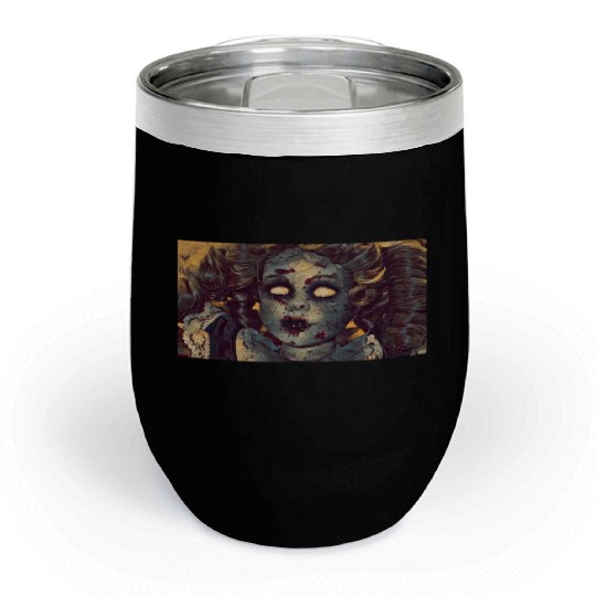 Creepy Haunted Doll Melting Chill Wine Tumblers