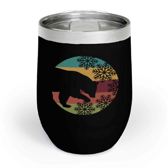 Retro Christmas Bear and Snowflakes for Bear lover Chill Wine Tumblers