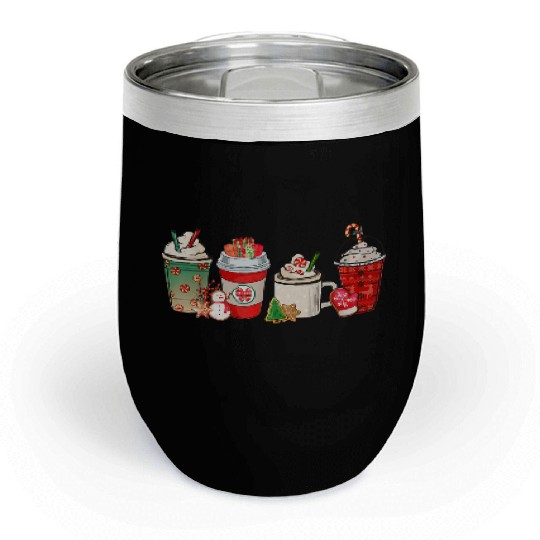 Merry Christmas Coffee Snowman Latte Peppermint Chill Wine Tumblers