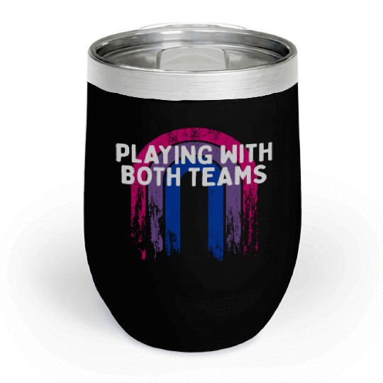 Playing with Both Teams Bisexual LGBTQ Bi Pride Chill Wine Tumblers