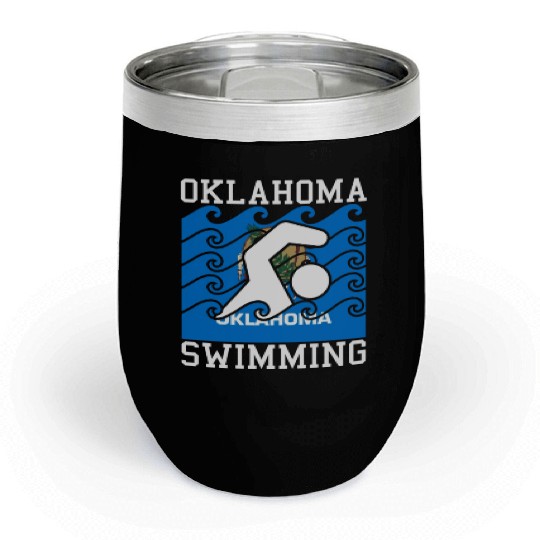 Oklahoma Flag Swimming Team Swim Swimmer US State Chill Wine Tumblers