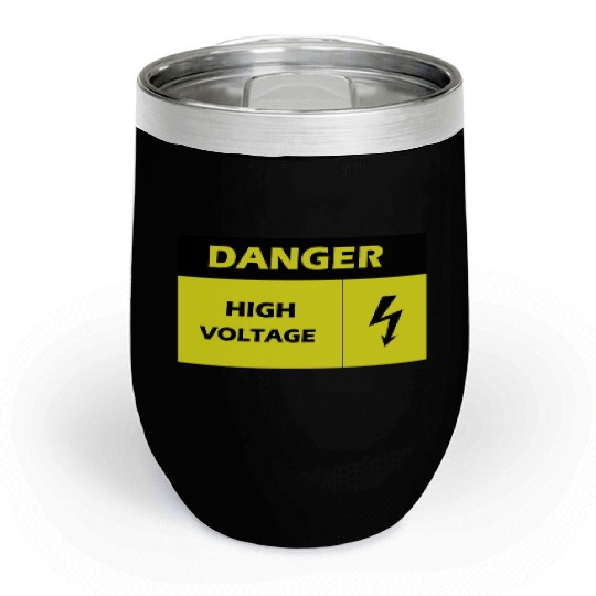 Danger Electrical Hazard Yellow warning Label Chill Wine Tumblers