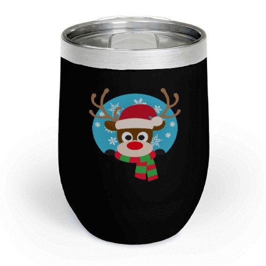 Cute Rudolph Red-Nosed Reindeer Christmas Design Chill Wine Tumblers