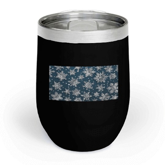 Modern Snowflakes Pattern Blue Chill Wine Tumblers