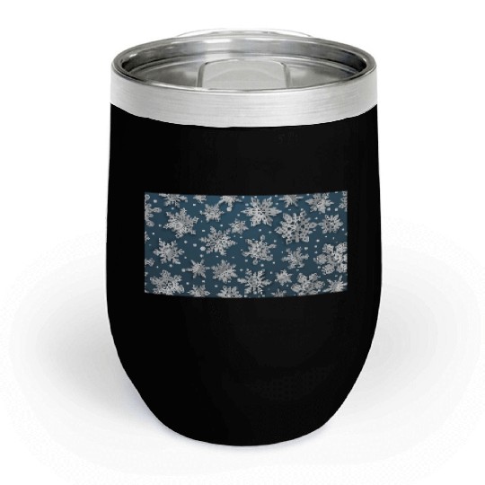 Modern Snowflakes Pattern Blue Chill Wine Tumblers
