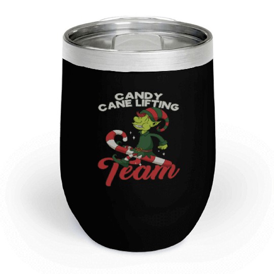 Candy Cane Candy Cane Lifting Team Elf Chill Wine Tumblers