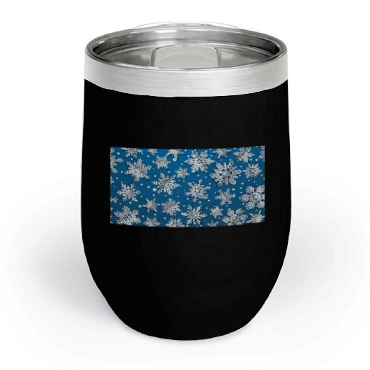 Modern Snowflakes Pattern Blue Chill Wine Tumblers