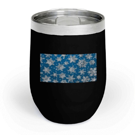 Modern Snowflakes Pattern Blue Chill Wine Tumblers