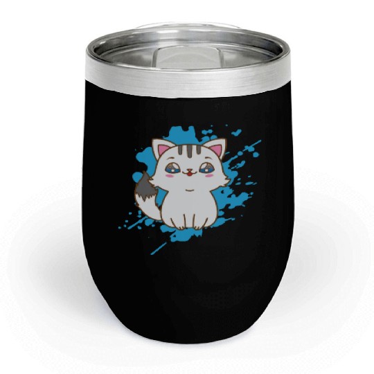 Cat japanese Kawaii Style Animal Chill Wine Tumblers