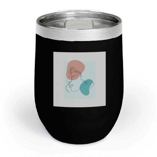beige minimalist woman line art Chill Wine Tumblers