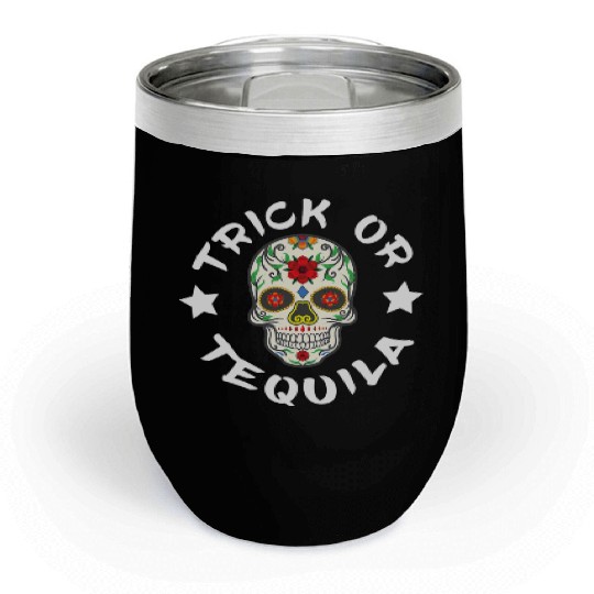 Sugar Skull T - Chill Wine Tumblers | Trick Or Tequila Chill Wine Tumblers