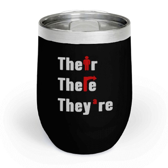Their There They're English Teacher Grammar Chill Wine Tumblers
