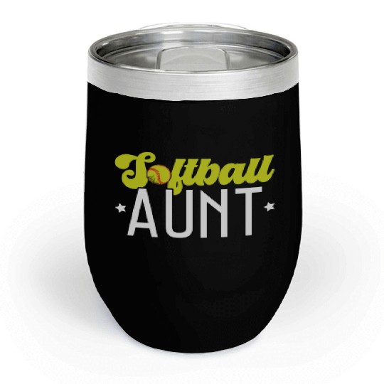 Softball Aunt Softball Player Pitcher Catcher Chill Wine Tumblers