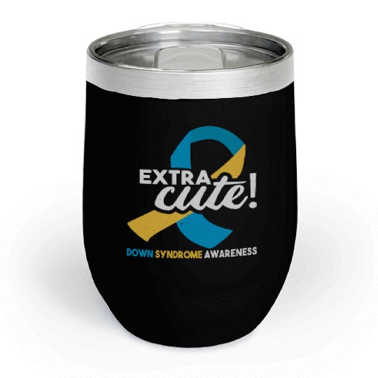 October Wear Blue Yellow Down Syndrome Awareness Chill Wine Tumblers