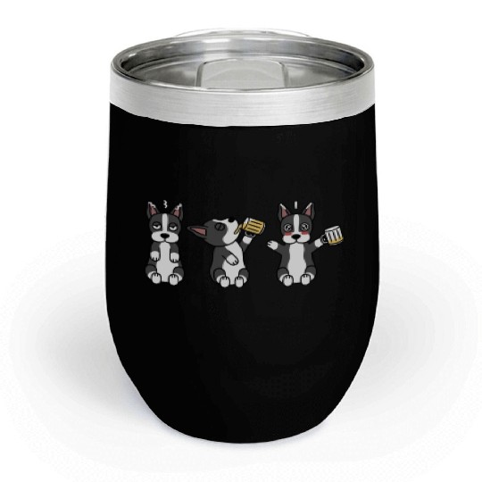 Boston Terrier Beer Lover Chill Wine Tumblers