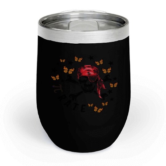 Halloween Math Teacher Chill Wine Tumblers, Pi Rate Skull Humor