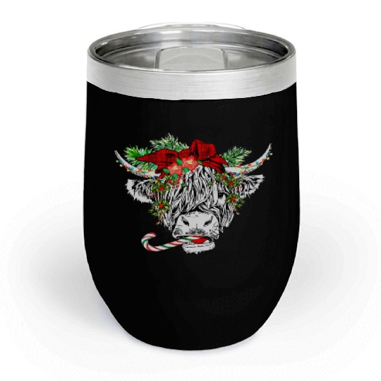 Christmas Highland Cow Merry Christmas Chill Wine Tumblers