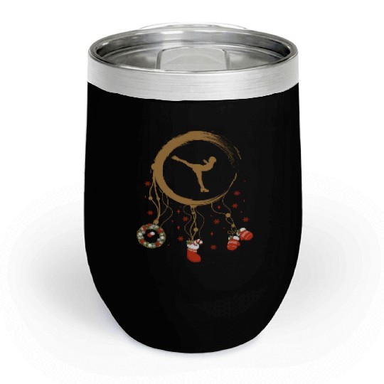 Winter dreamcatcher Christmas Figure skating Chill Wine Tumblers