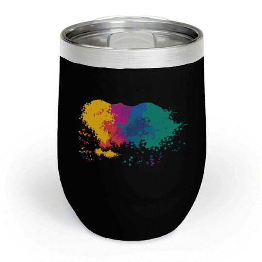 Color blob splash paint painter gift colorful spot Chill Wine Tumblers
