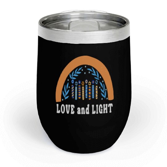 Love And Light Rainbow Hanukkah Jewish Chanukah Chill Wine Tumblers
