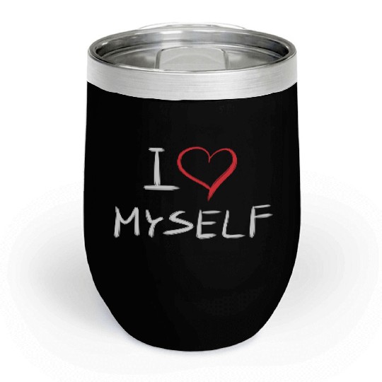 i love me heart text Chill Wine Tumblers