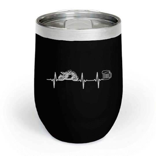 Race Motorcycle Heartbeat Beer Lover Racing Motorc Chill Wine Tumblers