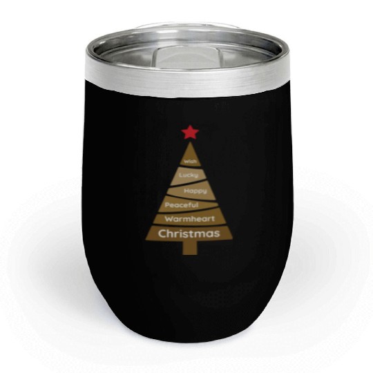 Minimalist Copper Brown Christmas Pine Chill Wine Tumblers