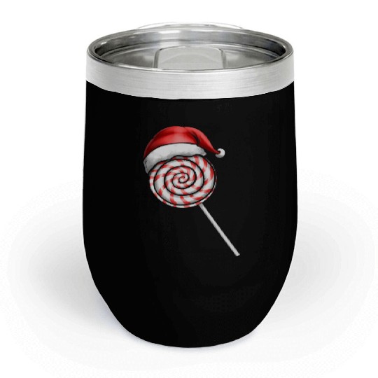 Candy Cane Lollipop Santas Hat Merry Christmas Chill Wine Tumblers