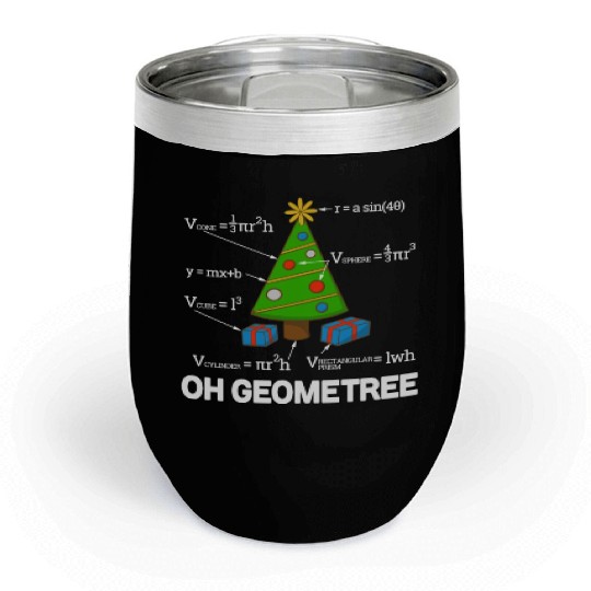 Funny Math Geometry Christmas Tree Teacher Chill Wine Tumblers