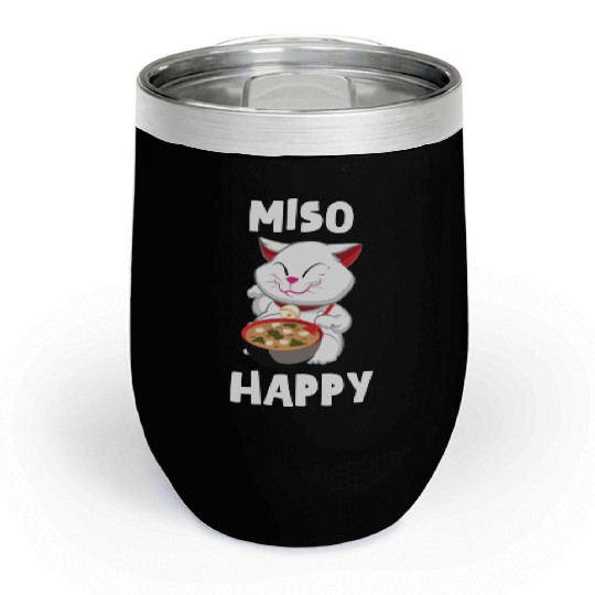 Miso Happy Funny Japanese Cat Miso Chill Wine Tumblers