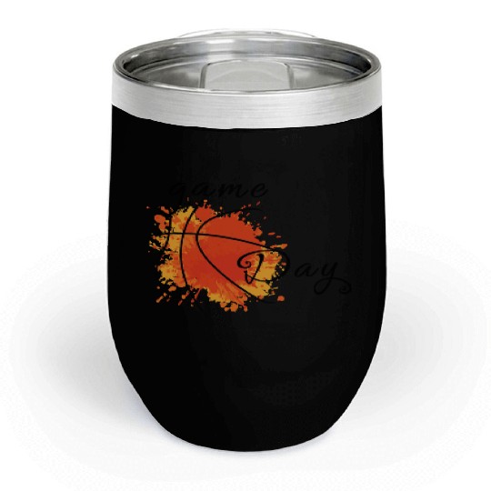 Game Day Basketball Lightning Bolt Chill Wine Tumblers