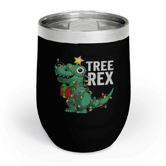 Kids Christmas Dinosaur Tree Rex Pajamas Toddler Chill Wine Tumblers