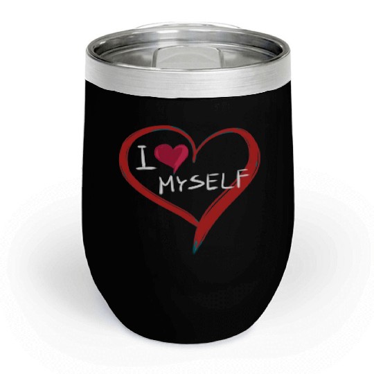 i love me heart text icon Chill Wine Tumblers