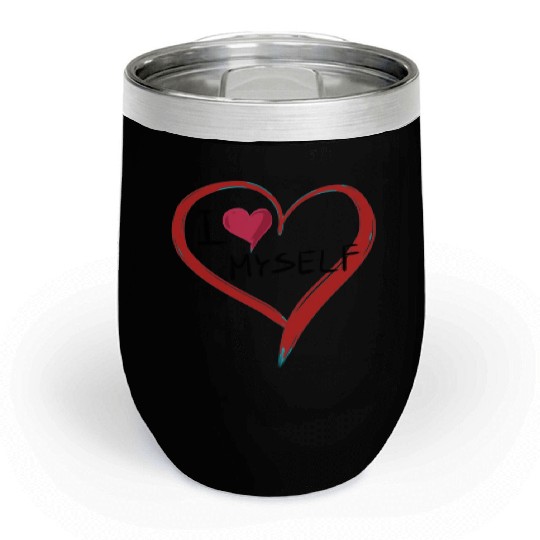 i love me heart text icon shape Chill Wine Tumblers