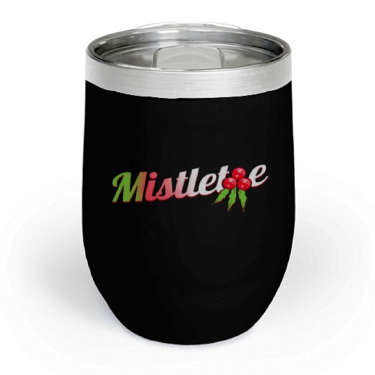 Green Red White Mistletoe Logo For Christmas Chill Wine Tumblers