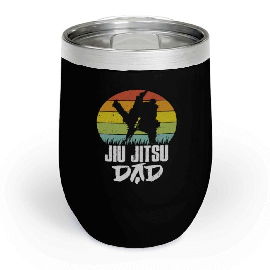 Jiu-Jitsu Dad BJJ Father Vintage Martial Arts MMA Chill Wine Tumblers