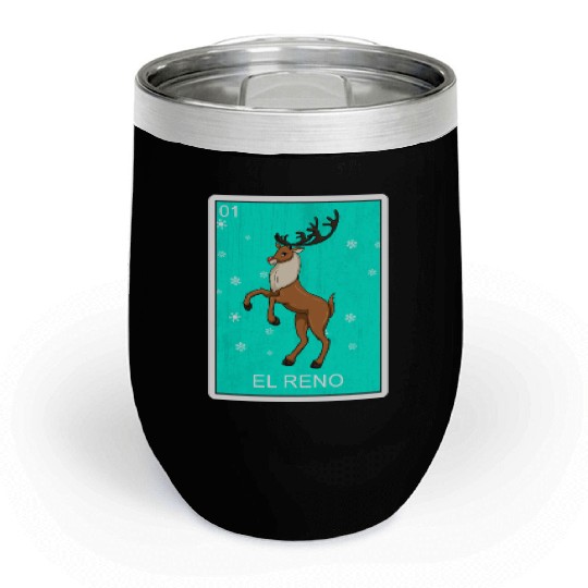 El Reno Reindeer Card Mexican Lottery Christmas Chill Wine Tumblers