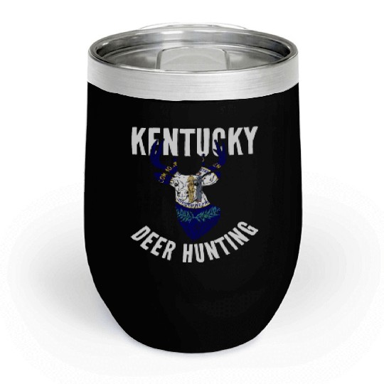 Kentucky Deer Hunting Buck Stag Hunter Chill Wine Tumblers