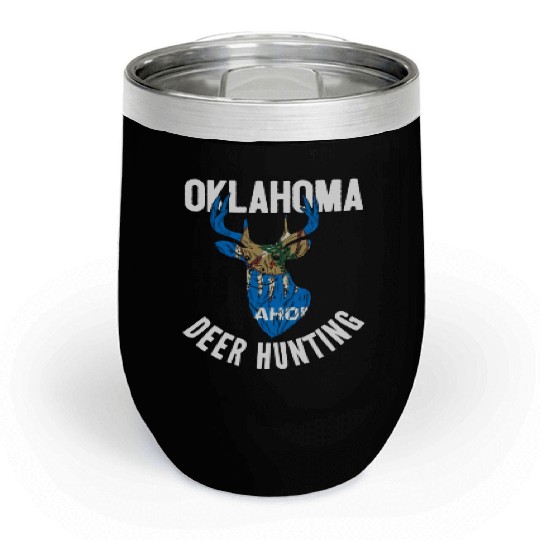 Oklahoma Deer Hunting Buck Stag Hunter Chill Wine Tumblers