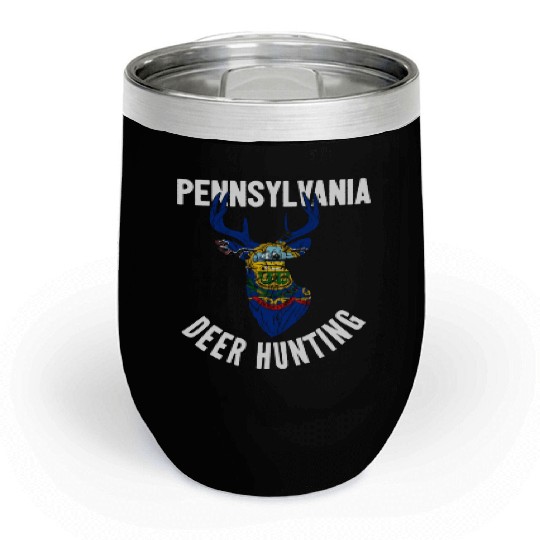 Pennsylvania Deer Hunting Buck Stag Hunter Chill Wine Tumblers